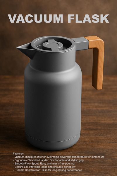 TrentonGCC Premium Vacuum Flask with Wooden Handle - Set of 2