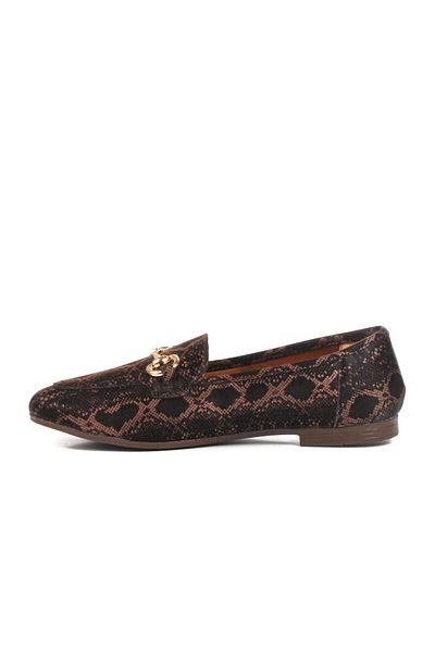 WALKWAY B-22 Z Brown Snake Patterned Women's Ballerinas