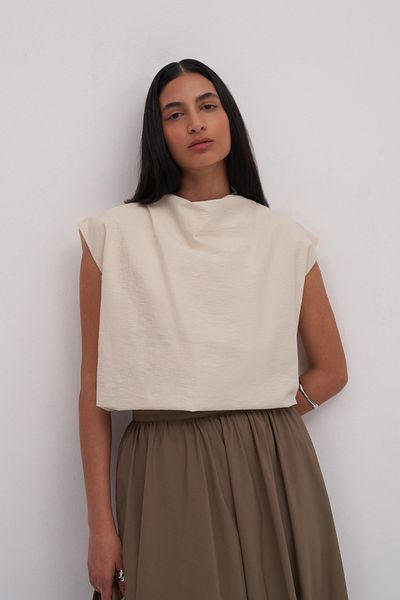 Mathilda By Çiğdem Bilici Women's Ecru Laura Stand Collar Blouse
