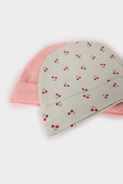 DeFacto Baby Girl Newborn Patterned 2-Piece Cotton Beanie F5051A5Ns