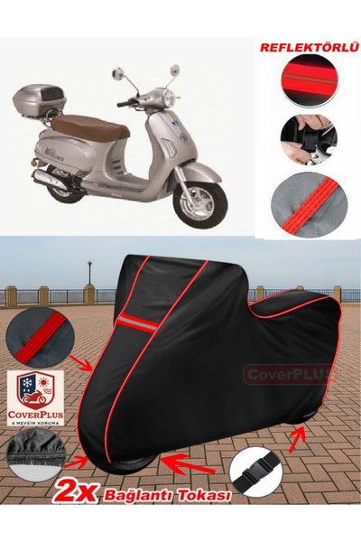 CoverPlus Bisan Sardes 125 قماش القنب الأسود للدراجات النارية قماش القنب غطاء...