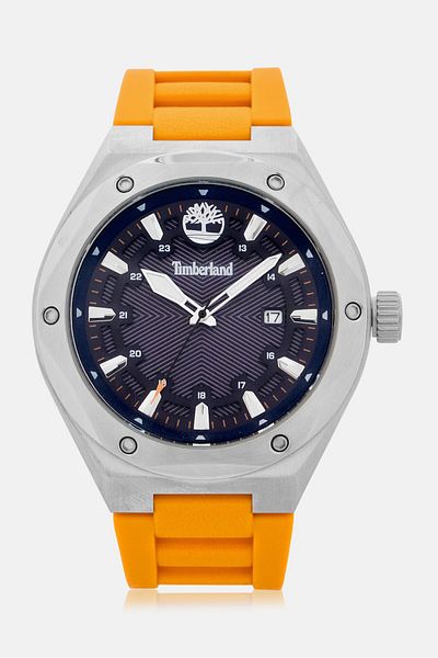 Timberland ساعة رجالية TDWGN0009902 مطاطية تناظرية 46 مم، برتقالية