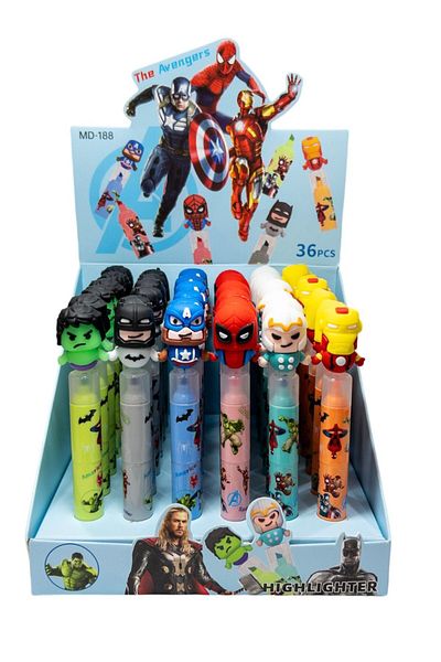 Laviyosa 36 Gift Cartoon Heroes Highlighter with Head Cap