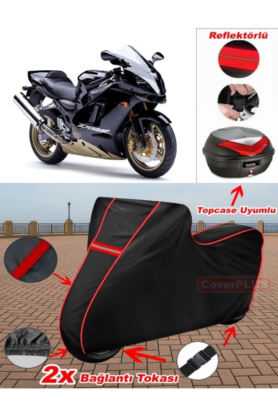 CoverPlus Kawasaki ZX-12 R Canvas BLACK Topcase Rear Bag متوافق مع القماش الم...