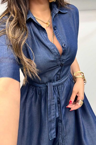 Sohotique By P Rochie Jean subțire cu mânecă scurtă, albastru închis