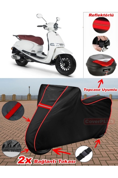 CoverPlus Rks Galaxy Gold 125 Tarpaulin BLACK Topcase Rear Bag Compatible Mot...