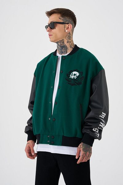 Machinist Men's Go to War Oversize Green Bomber Jacket
