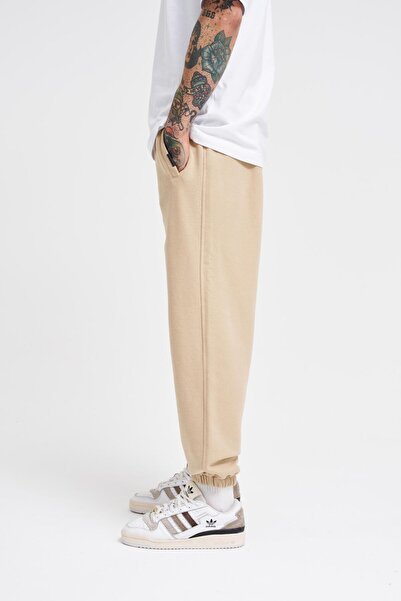 Machinist Men's Beige Sweatpants - Elastic Waist and Legs, Relaxed Fit