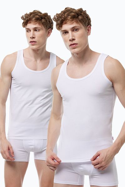 Malabadi Men's 2-Pack White Modal Undershirt 008