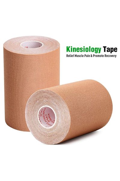 TrioStore Banda Elastica Kinesiologica, Impermeabila, Fara Latex, 10 cm x 5 m, Bumbac & Spandex, Bej