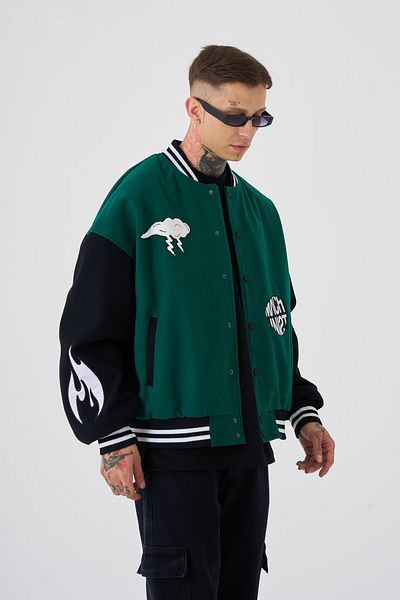 Machinist Men's Cloud Oversize Green Bomber Jacket