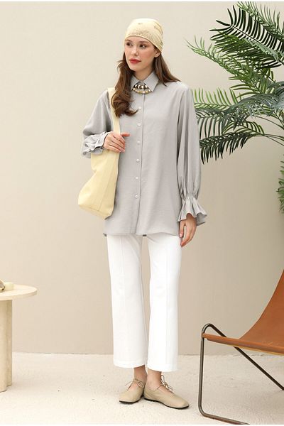 HEQA Modal Shirt with Sleeves Light Gray