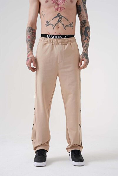 Machinist Ανδρικό μπεζ παντελόνι με στάμπα πεταλούδας από οργανικό βαμβάκι