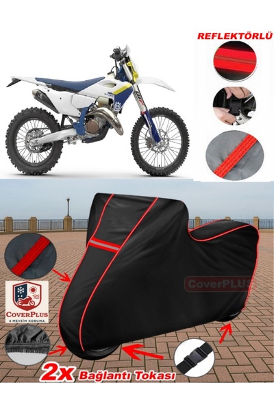 CoverPlus Husqvarna TE 300i قماش القنب الأسود للدراجات النارية قماش القنب غطا...