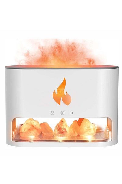 Denx مرطب هواء معطر، مرطب هواء على شكل نار، ناشر هواء بتأثير لهب ملح الهيمالايا