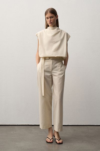 Mathilda By Çiğdem Bilici Women's Ecru Laura Belt Detailed Trousers