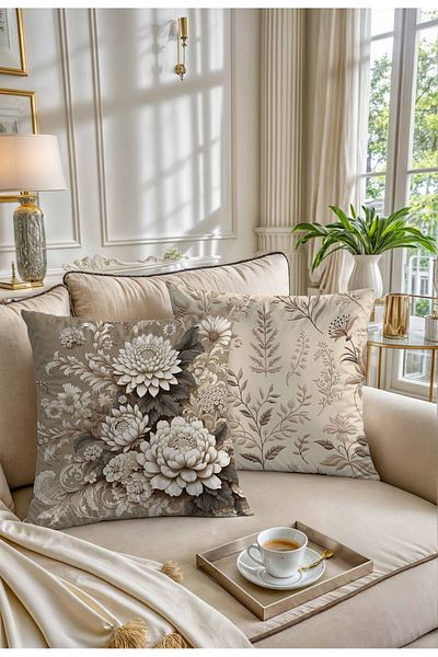 Pilloveland Double Sided Printed Set of 2 Suede Throw Pillow Covers - Pearl