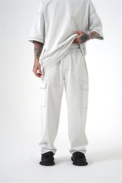 Machinist Ανδρικό Premium Sewing Cargo Pocket Oversize Space Grey παντελόνι