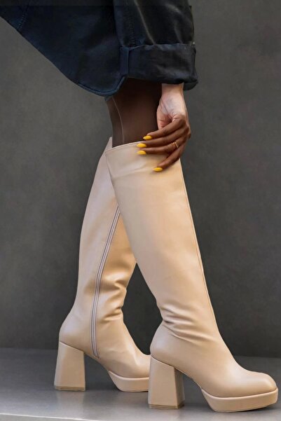 PayBuy Kadın Elegant Ayakkabı Kalın Topuk Platform Çizme Özel Tasarım Abiye A...