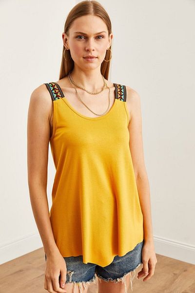 passense Women's viscose fabric authentic pattern strap blouse