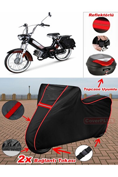 CoverPlus Mobylette Bionik 52 Tarpaulin Black Topcase Rear Case Compatible Mo...