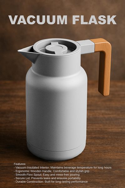 TrentonGCC Premium Vacuum Flask with Wooden Handle - Set of 2