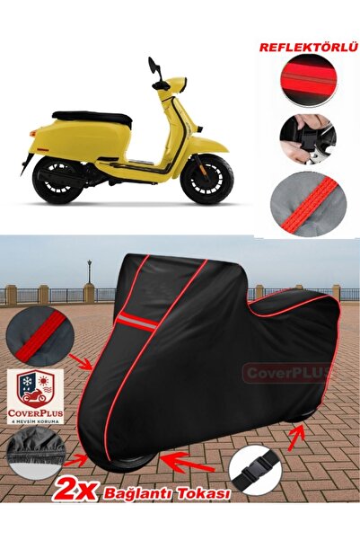 CoverPlus قماش مشمع أسود مشمع للدراجات النارية لامبريتا V50 خاص لامبريتا V50 ...