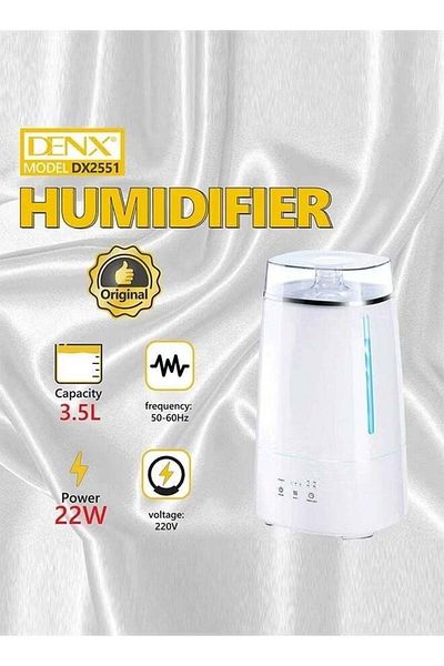 Denx يتميز موزع الهواء بقوة 22 واط وسعة 3.5 لتر لترطيب وتنقية الهواء