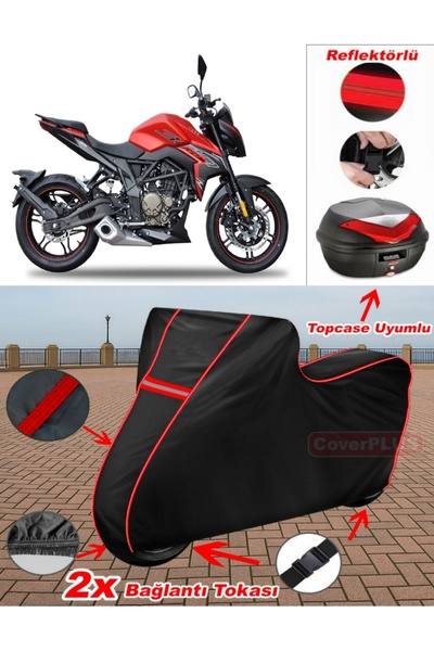 CoverPlus Voge 300 R قماش القنب الأسود Topcase الخلفي المتوافق مع القماش القط...