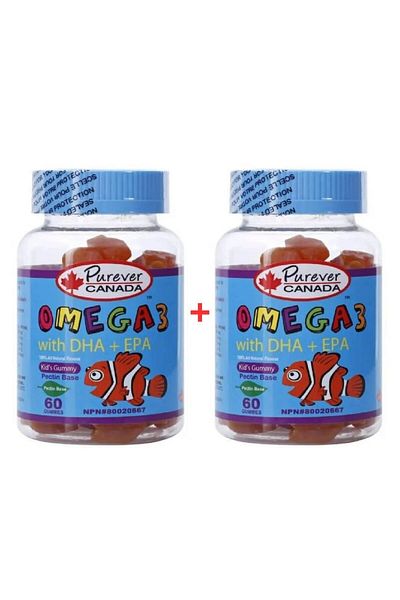 purever canada Omega-3 with DHA and EPA (60 Chewables x 2 Packs)