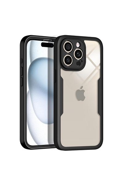 SKYDDAR INNOVATION Husă + folie de protecție pentru iPhone 16 Pro Max, [pachet 360°] ColorVerse, neagră, set cu autocolant