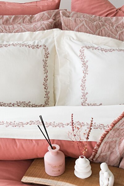 İyi Geceler İstanbul 100% Cotton Daphne Embroidered Dowry Muslin Bedspread Duvet Cover Set 9 Pcs.