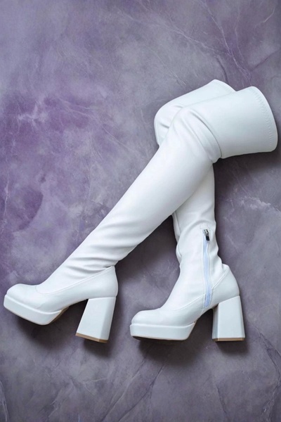 PayBuy Kadın Elegant Ayakkabı Kalın Topuk Diz Üstü Streç Çizme Özel Tasarım A...