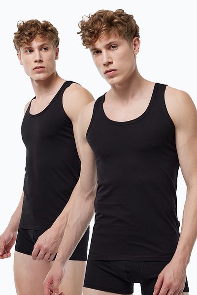 Malabadi Men's 2-Pack Black Modal Undershirt 008
