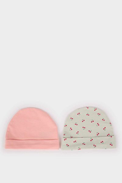 DeFacto Baby Girl Newborn Patterned 2-Piece Cotton Beanie F5051A5Ns
