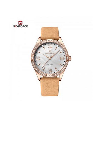 Naviforce Women's Quartz Watch, Elegant Style, Casual Business Evening, Waterproof Watch, Silicone Strap