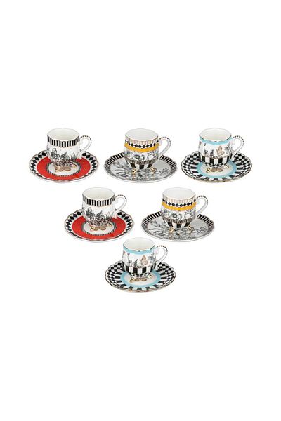 Lucky Art Maggey Bone 6-Piece Footed Coffee Cup Set