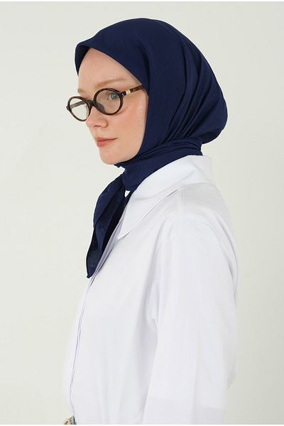 HEQA وشاح كراش ناعم باللون الأزرق الليلي