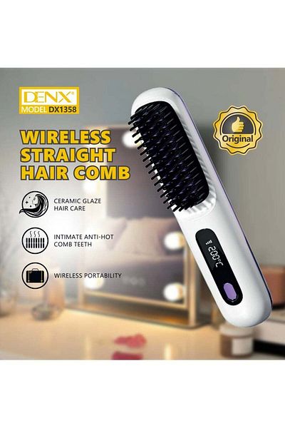 Denx مشط الشعر المستقيم اللاسلكي DX1357