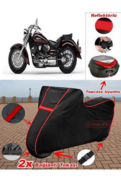 CoverPlus Yamaha Xvs 250 Drag Star Tarpaulin Black Topcase Rear Bag Compatibl...