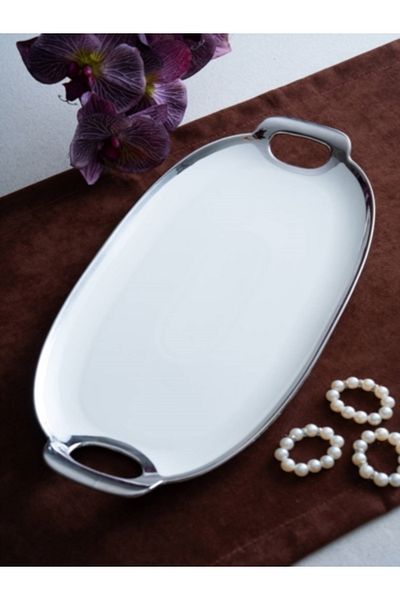 ACAR Arwen Oval Silver Presentation Tray 41X21X3Cm