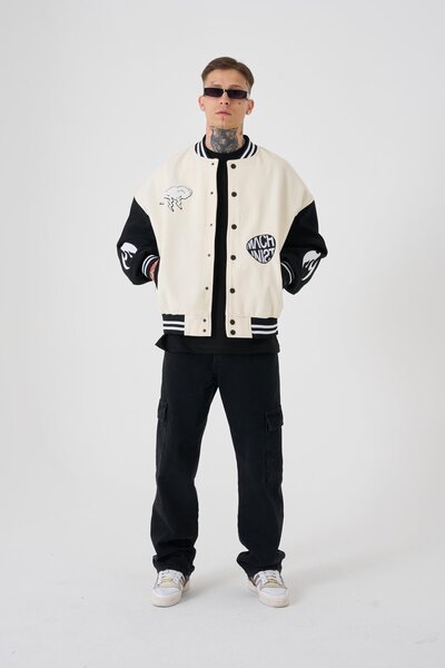 Machinist Erkek Cloud Oversize Ekru Bomber Ceket