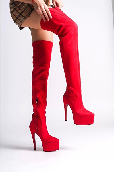 PayBuy Kadın Elegant Ayakkabı Sivri Burun Yüksek Topuklu Diz Üstü Streç Çizme...