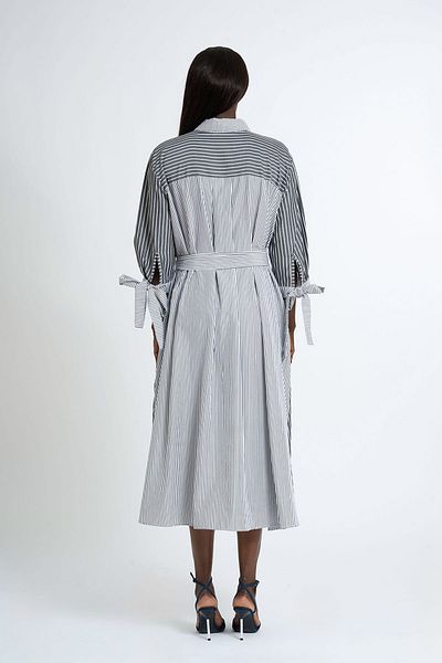 HANIQA Women's Striped Knee-Length Long Dress
