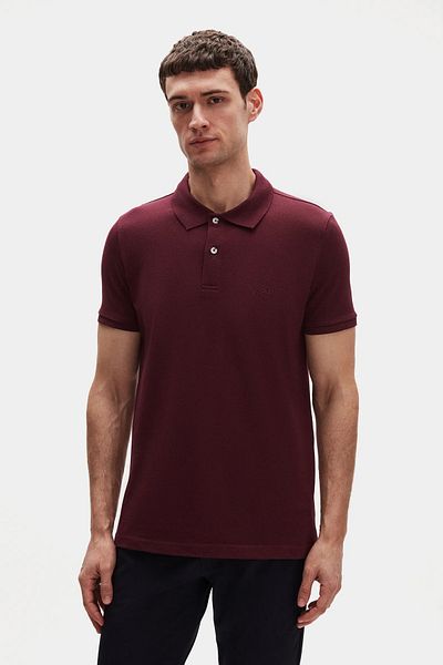 D'S Damat Ds Damat Regular Fit Plum/Mink/Stone Pike Textured 100% Cotton Polo Neck T-Shirt