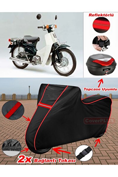 CoverPlus قماش مشمع هوندا C90 سوبر شبل سوبر من القماش المشمع أسود اللون متواف...