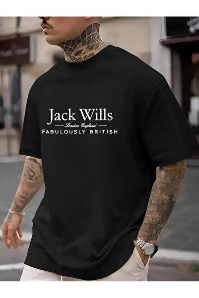 LAND MODA تي شيرت رجالي مقاس كبير "Jack Wills" - نسيج ناعم ومريح يسمح بمرور ا...