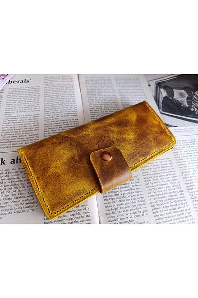 Mahfuz Fully Handmade Real Leather Wallet from Cutting to Sewing 12 Cards 2 Bill Areas (19.4Cm*8.5Cm) Pln6