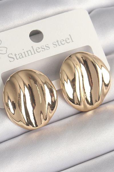 Skygo Brass Gold Color Embroidered Circle Plate Model Women's Earrings - Tj-Bkp10249