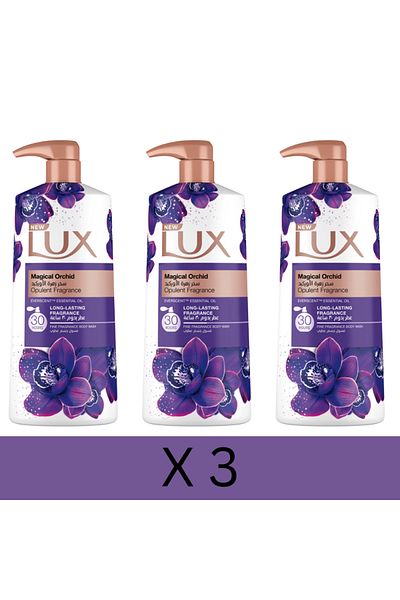 LUX غسول للجسم معطر، لجميع أنواع البشرة، زهرة الأوركيد السحرية، عطر يدوم 24 ساعة، 700 مل × 3